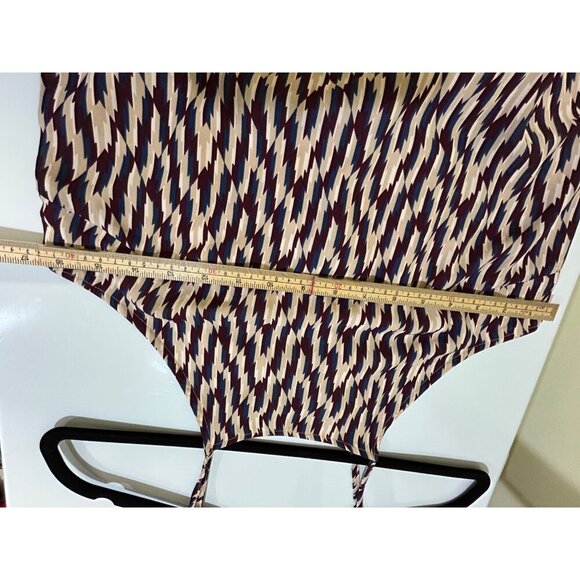 LUSH Women's Red Blue Tan Geometric Sundress Size M wedding summer - Picture 6 of 7